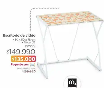 Easy Escritorio de vidrio • 80 x 50 x 75 cm • flores 22 oferta