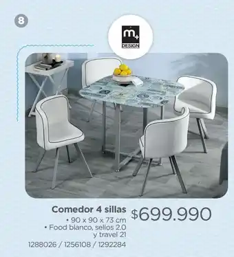 Easy Comedor 4 sillas • 90 x 90 x 73 cm • food blanco, sellos 2.0 y travel 21 oferta