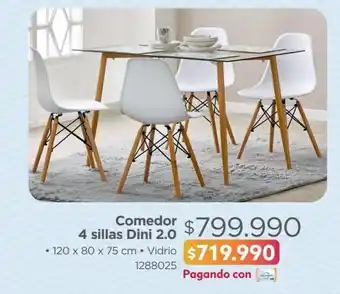 Easy Comedor 4 sillas dini 2.0 • 120 x 80 x 75 cm • vidrio oferta