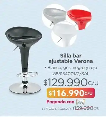 Easy Silla bar ajustable verona • blanco, gris, negro y rojo oferta