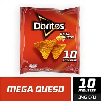 Merqueo Tortilla de maíz doritos mega queso x 10 oferta
