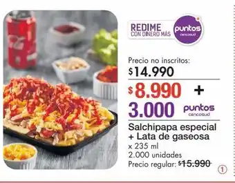 Metro Salchipapa especial + lata de gaseosa x 235 ml oferta