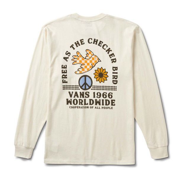 Vans Camiseta de algodón blanca free as a checker bird hombre vans oferta