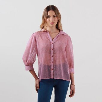Fuera de Serie Blusa cuello camisero manga 3cuartos oferta