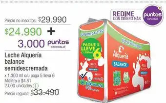 Jumbo Leche alquería balance semidescremada x 1.300 ml c/u paga 5 lleva 6 oferta