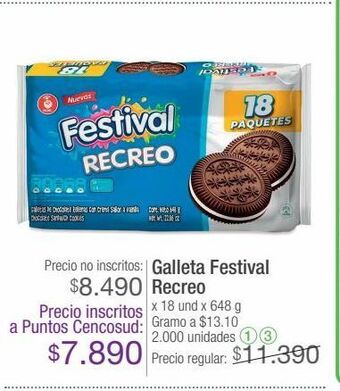 Jumbo Galleta festival recreo x 18 und x 648 g oferta