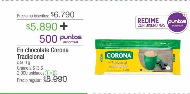 Jumbo En chocolate corona tradicional x 500 g oferta