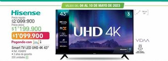 Jumbo Hisense smart tv led uhd 4k 43 • ref. 43a6hv oferta