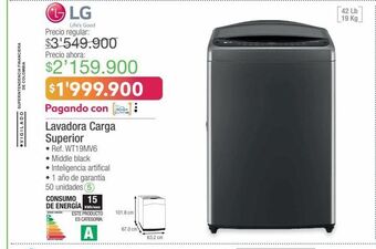 Jumbo Lg lavadora carga superior • ref. wt19mv6 oferta