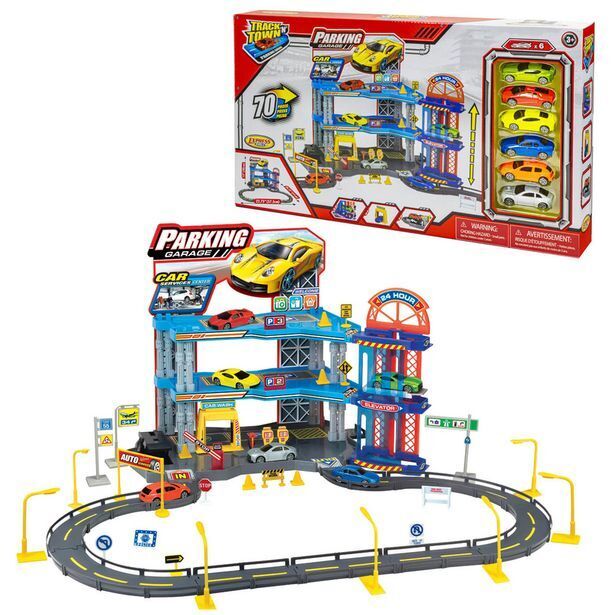 Alkosto Pista de carros de juguete parqueadero 70 piezas track n´ town suntoys oferta