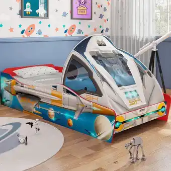 Muebles Jamar Cama infantil 1.00 galaxy azul carpa oferta