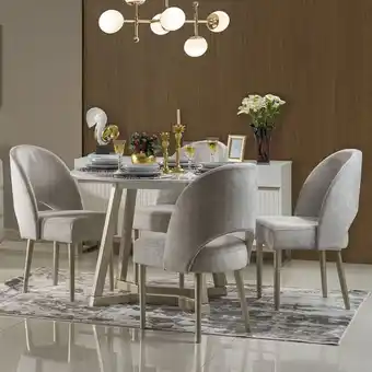 Muebles Jamar Comedor 4 puestos lisboa marmol, champaña oferta