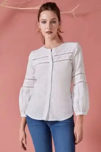 Chazari Blusa blanca campesina oferta