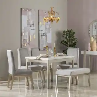 Muebles Jamar Comedor 6 puestos walcot velvet luxury gris oscuro oferta
