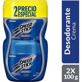 Superdroguería Olímpica Desodorante speed stick 24/7 xtreme night crema 100 g x2 unds oferta