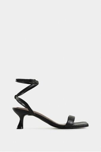 Vélez Sandalias tacón heres de cuero suave para mujer punta cuadrada oferta
