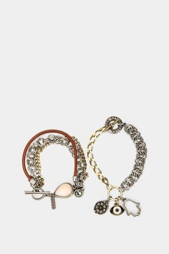 Vélez Set de manillas jardín para mujer combinación de cadenas miel oferta