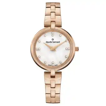 Kevin's Joyeros Reloj claude bernard analogo, para dama, tablero redondo color blanco, estilo puntos, pulso acero color rosa oferta