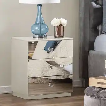 Muebles Jamar Mesa de noche preston perla, espejo oferta
