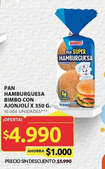 Ara PAN HAMBURGUESA BIMBO CON AJONJOLÍ X 350 G. oferta
