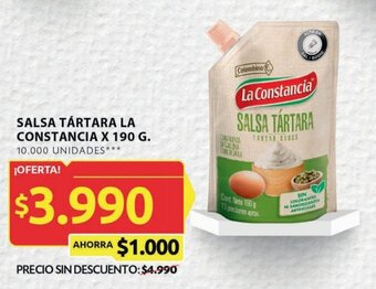 Ara SALSA TÁRTARA LA CONSTANCIA X 190 G. oferta