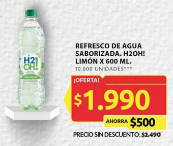 Ara REFRESCO DE AGUA SABORIZADA. H2OH! LIMÓN X 600 ML. oferta