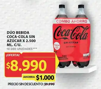 Ara DÚO BEBIDA COCA-COLA SIN AZÚCAR X 2.500 ML. C/U. oferta