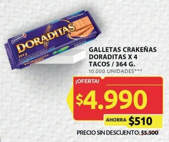 Ara GALLETAS CRAKEÑAS DORADITAS X 4 TACOS / 364 G. oferta