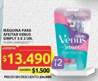 Ara MÁQUINA PARA AFEITAR VENUS SIMPLY 3 X 2 UN. oferta