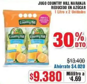 Alkosto JUGO COUNTRY HILL NARANJA REDUCIDO EN AZÚCAR 1 Litro x 2 Unidades oferta