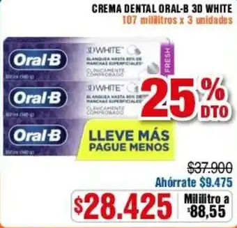 Alkosto CREMA DENTAL ORAL-B 3D WHITE 107 mililitros x 3 unidades oferta