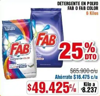 Alkosto DETERGENTE EN POLVO FAB O FAB COLOR 6 Kilos oferta