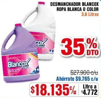 Alkosto DESMANCHADOR BLANCOX ROPA BLANCA O COLOR 3.8 Litros oferta
