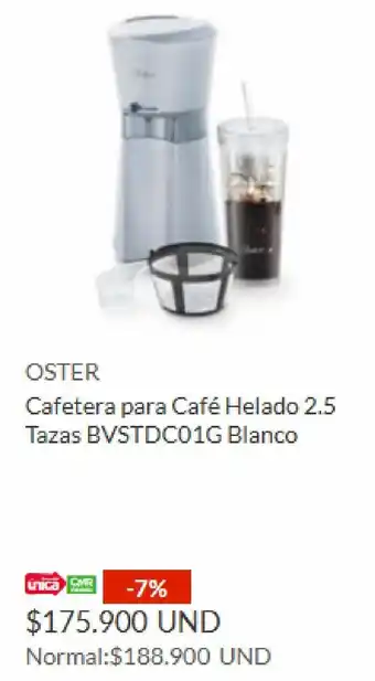 Homecenter OSTER Cafetera para Café Helado 2.5 Tazas BVSTDC01G Blanco oferta