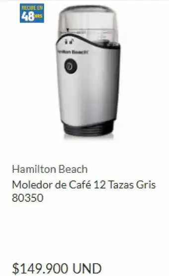 Homecenter Hamilton Beach Moledor de Café 12 Tazas Gris 80350 oferta