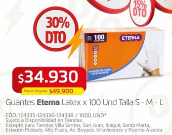 Makro Guantes Eterna Latex x 100 Und Talla S - M-L oferta