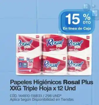 Makro Papeles Higiénicos Rosal Plus XXG Triple Hoja x 12 Und oferta