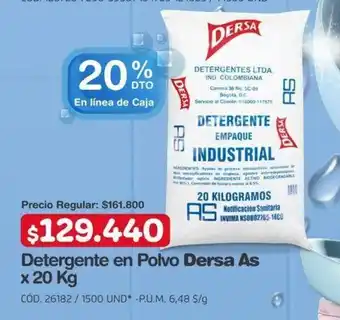 Makro Detergente en Polvo Dersa As x 20 Kg oferta