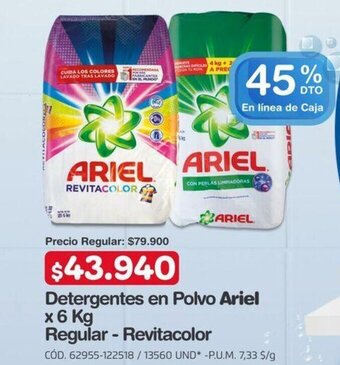 Makro Detergentes en Polvo Ariel x 6 Kg Regular - Revitacolor oferta