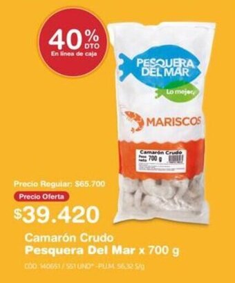 Makro Camarón Crudo Pesquera Del Mar x 700 g oferta
