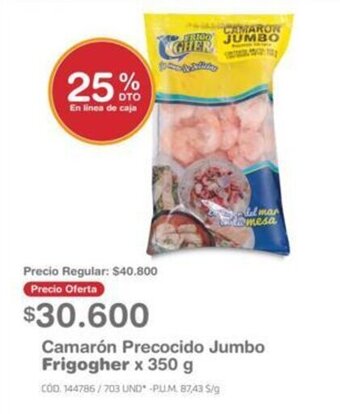 Makro Camarón Precocido Jumbo Frigogher x 350 g oferta