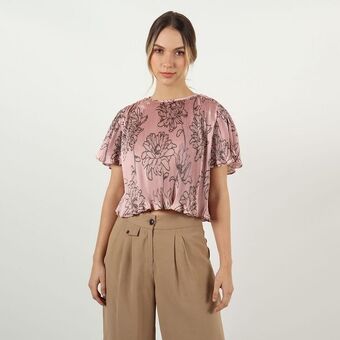 Fuera de Serie Blusa cuello redondo manga corta oferta