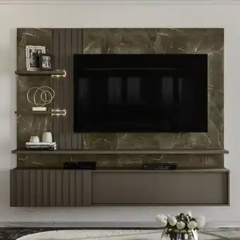 Muebles Jamar Panel de tv bruno marmol, bronce 200x167x35.5 oferta