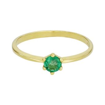 Kevin's Joyeros Anillo en oro amarillo de 18 kilates, con esmeralda central de 0.12 ct oferta