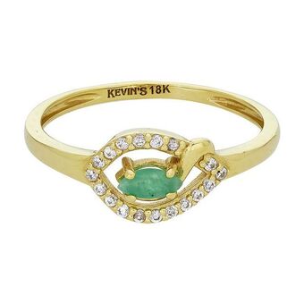 Kevin's Joyeros Anillo en oro amarillo de 18 kilates, con esmeralda central y decoración en zircones oferta