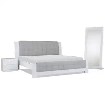Muebles Jamar Cama king noruega eurolino plata, blanco oferta