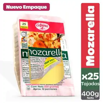 Superdroguería Olímpica Queso alpina mozzarella tajado 400 g oferta