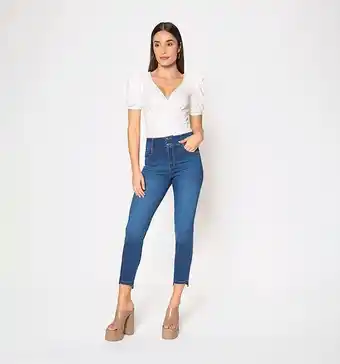 Studio F Jean skinny tiro alto ruedo irregular oferta