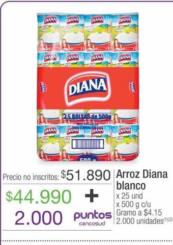 Jumbo Arroz diana blanco x 25 und x 500 g c/u oferta