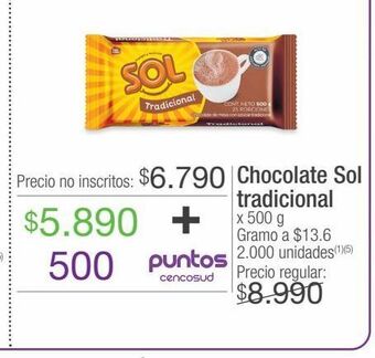 Jumbo Chocolate sol tradicional x 500 g oferta